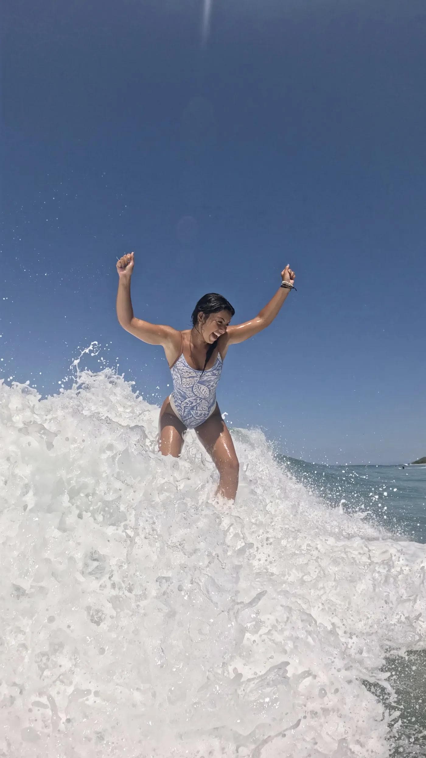 Playing in the waves